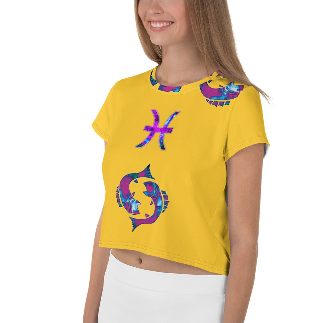 Girls Graphic Crop Tee. Waist length Crop Top- Pisces. WickedYo.